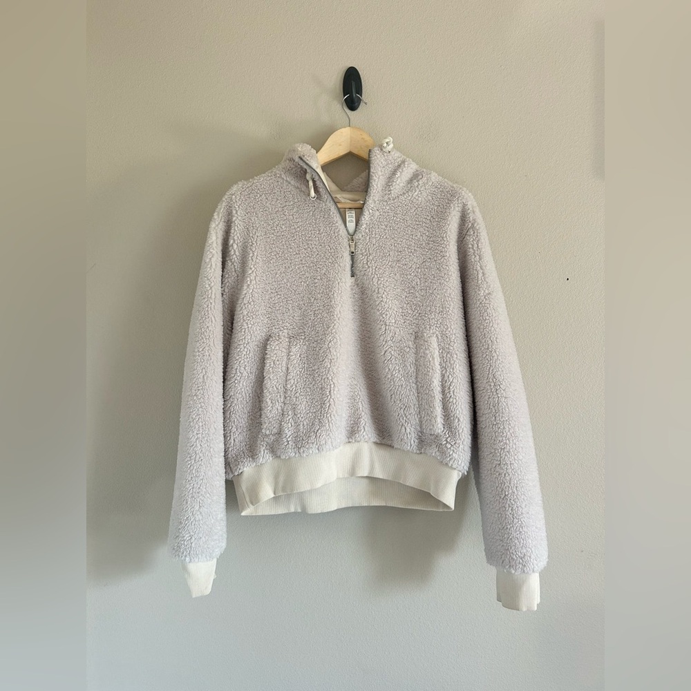 Lululemon Size 10 Oh So‎ Sherpa Half Zip Soft Fleece Hoodie White Pullover